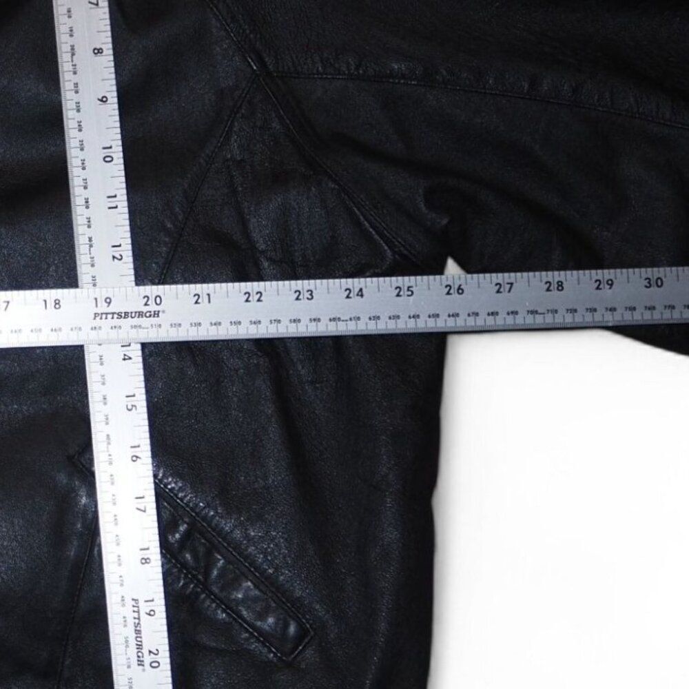 Rentini VTG Leather Grunge Punk Bomber Jacket "Sad Face" Men's L Black / White - Picture 9 of 10